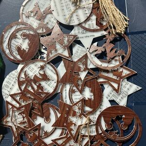 Wooden Christmas Ornaments with Sheet Music